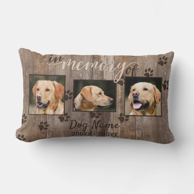 Coussin Rectangle Regard du bois rustique commémoratif de chien fait (Recto)