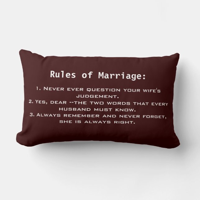 Coussin Rectangle Règles de mariage amusantes Jeter l'oreiller (Recto)