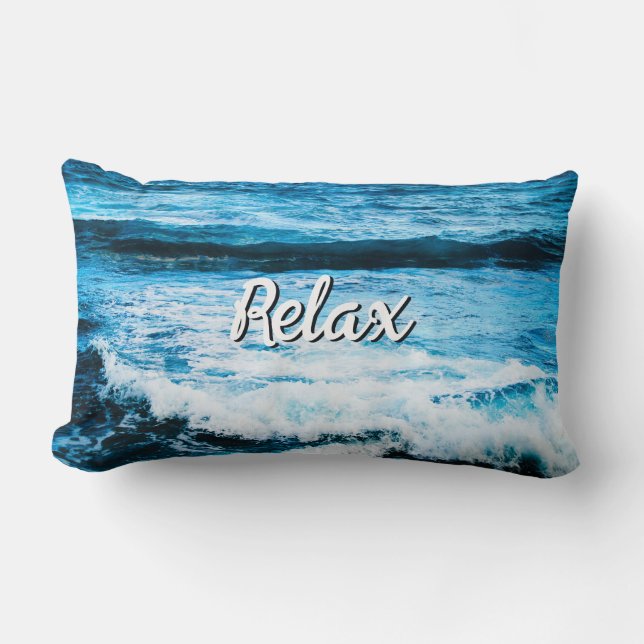 Coussin Rectangle Relax Hawaii Turquoise Ocean Waves Script photo (Recto)