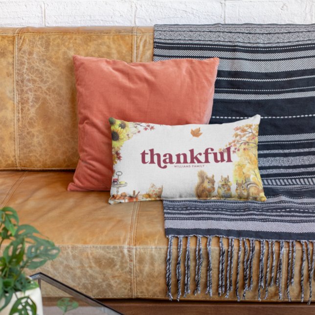 Coussin Rectangle Remerciements | Monogramme d'action de grâces d'au (Créateur téléchargé)