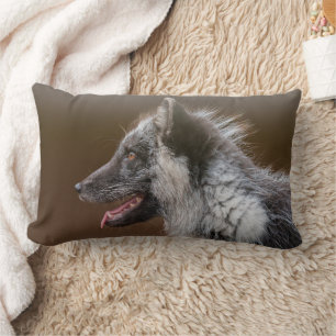 Coussin Rectangle Renard Arctique Changeant de Fourrure, Cœur Inchan