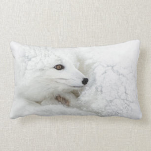 Coussin Rectangle Renard arctique recouvert en hiver