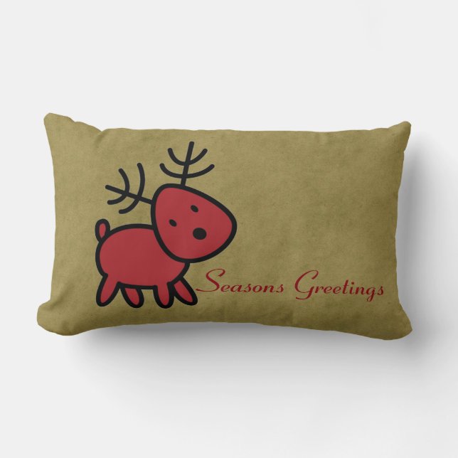 Coussin Rectangle Renard de Noël rouge Joyeuses Fêtes (Recto)