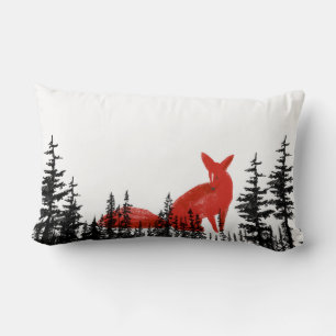 Coussin Rectangle Renard Rouge Dans La Forêt Pins De Bois