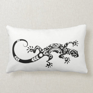 COUSSIN RECTANGLE REPTILE TRIBAL DE LÉZARD DE GECKO DE TATOUAGE