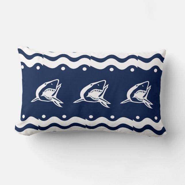 Coussin Rectangle Requin bleu et blanc (Recto)
