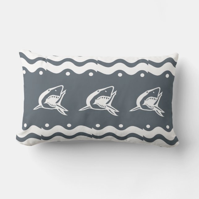 Coussin Rectangle Requin gris et blanc (Recto)