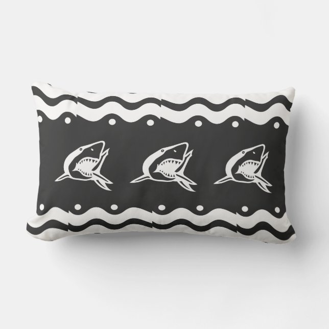 Coussin Rectangle Requin gris et blanc (Recto)
