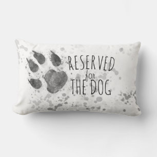 Coussin Rectangle réservé à l'empreinte de patte chien gris et blanc