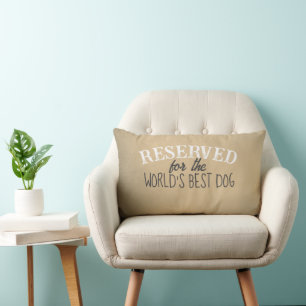 Coussin Rectangle réservé au chien citation tan et blanc