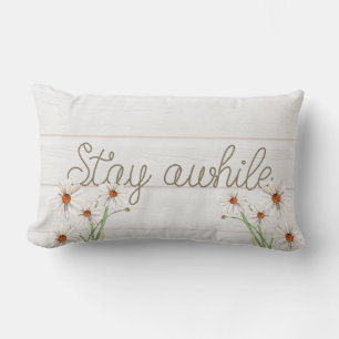 Coussin Rectangle Restez sur la corde texte avec marguerites