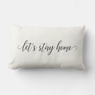 Coussin Rectangle Restons à la maison, élégante calligraphie