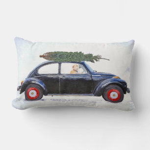 Coussin Rectangle Retrait d'or de Noël dans vieille voiture