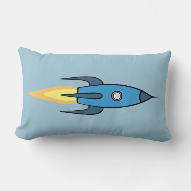 Coussin Rectangle Rétro conception mignonne bleue de bande dessinée (Recto)