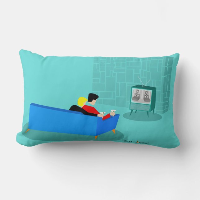Coussin Rectangle Retro Couple Gay à regarder la télévision Jeu d'or (Recto)