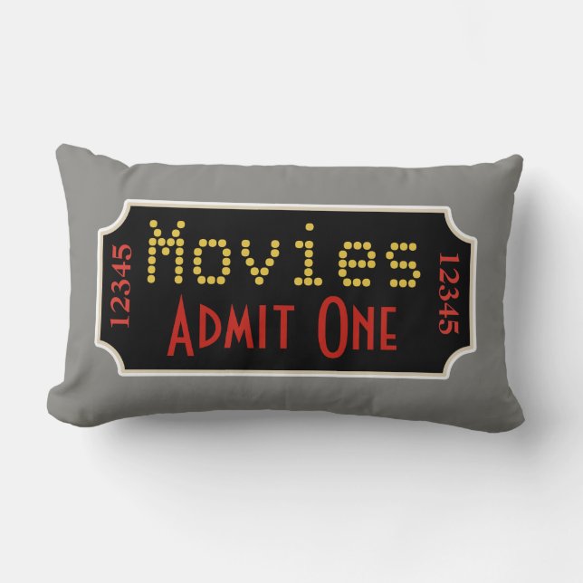 Coussin Rectangle Retro Grey Accueil Théâtre Movie Ticket Cinéma Cou (Recto)