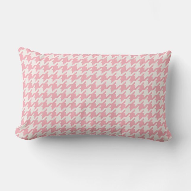 Coussin Rectangle Rétro motif girly mignon de pied-de-poule de rose (Recto)