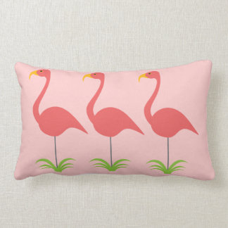 Coussin Rectangle Rétro rangée rose de corail classique de Flamant