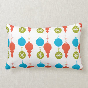 Coussin Rectangle Rétros ornements de Noël de la moitié du siècle