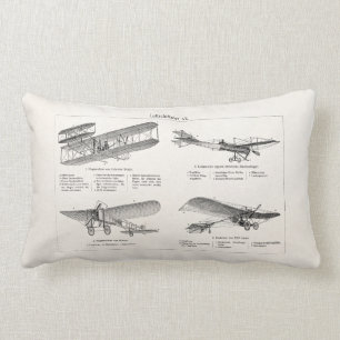 Coussin Rectangle Rétros vieux avions d'antiquité de biplan d'avio