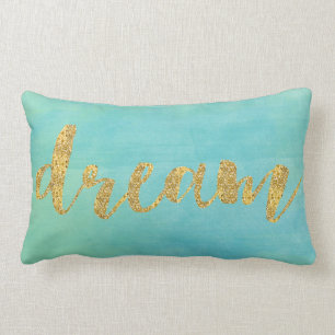 Coussin Rectangle Rêve en bon état d'or d'aquarelle d'Aqua