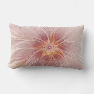 Coussin Rectangle Rêve Floral Rose Pâle Abstrait Art Fractal Fleur