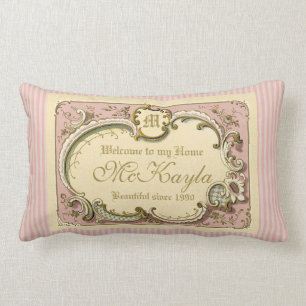 Coussin Rectangle Rococo Boudoir à l'élégante trame rose or
