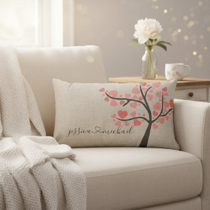 Coussin Rectangle Romantique rustique Amour Arbre Deux noms Valentin