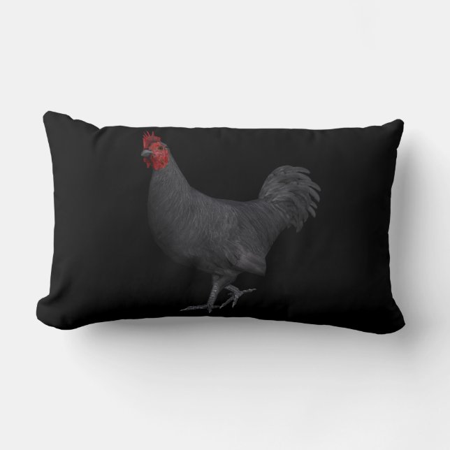 Coussin Rectangle Rooster noir (Recto)