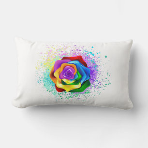 Coussin Rectangle Rose arc-en-ciel coloré