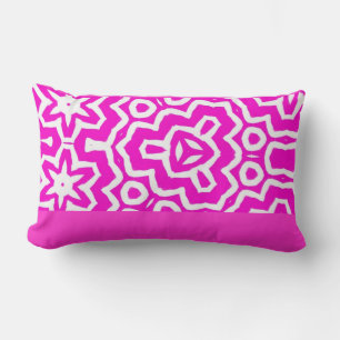 Coussin Rectangle Rose chaud, Fuschia, Zèbre blanc