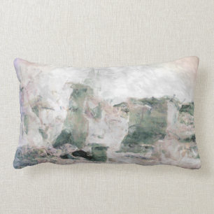 Coussin Rectangle Rose de pastels, sauge, paysage pourpre de désert