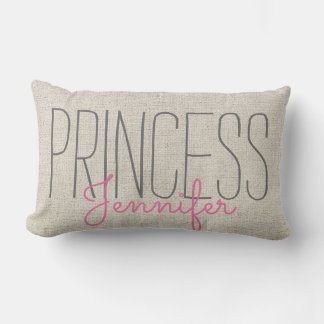 Coussin Rectangle ROSE de PRINCESSE chic rustique YOUR NAME IN BEIGE