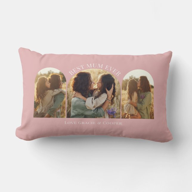 Coussin Rectangle rose élégant arche multi photo meilleure maman (Recto)