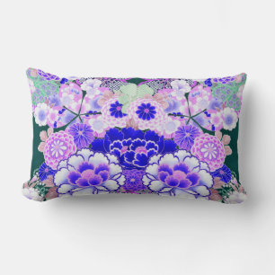 Coussin Rectangle ROSE FLEURS BLEUES Peony, Floral japonais Rose