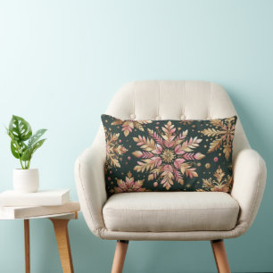 COUSSIN RECTANGLE ROSE & OR NOËL FLAKES DE VACANCES DE NOIX