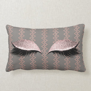 Coussin Rectangle Rose rose Parties scintillant noire Gray Glam Maqu