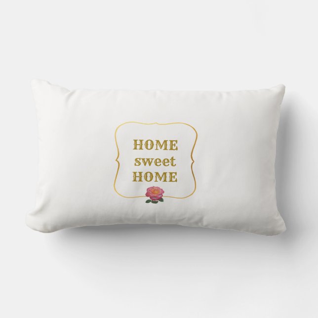 Coussin Rectangle Rose rose sur rayures noires et blanches (Recto)