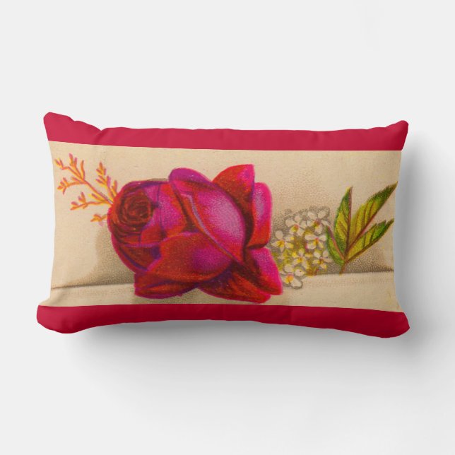 Coussin Rectangle Rose rouge victorienne (Recto)