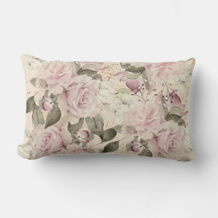 Coussin Rectangle Rose Soft Pink et Cream Gold Leaf