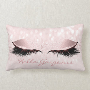 Coussin Rectangle Rose Sweet Girl Lashes Hello Gorgey