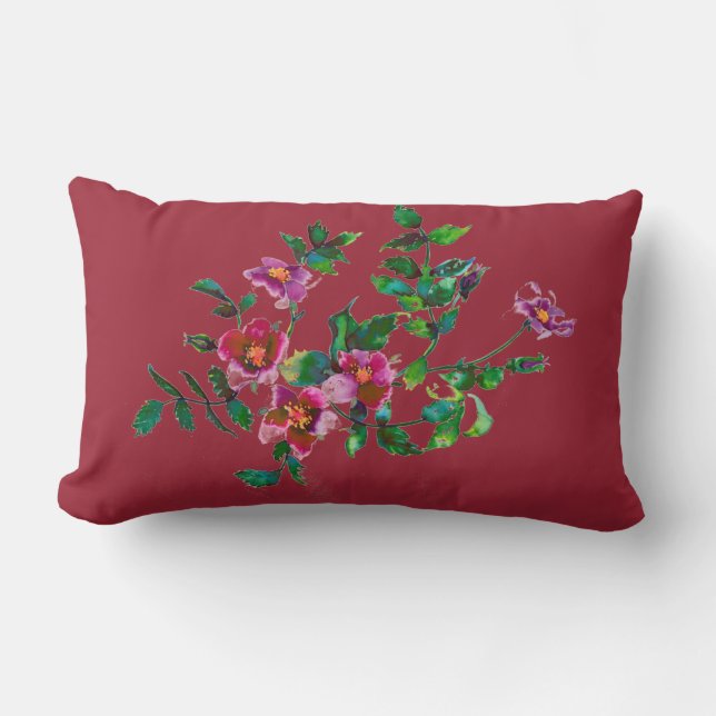 Coussin Rectangle Rose Vintage - marsala (Recto)