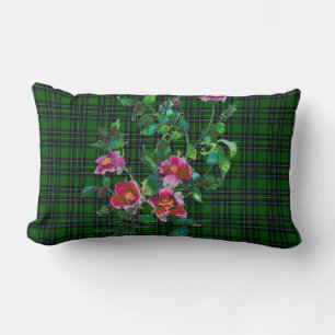Coussin Rectangle Rose vintage - vert plaid