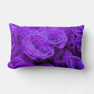 Coussin Rectangle Rose violet, fleurs violettes violettes