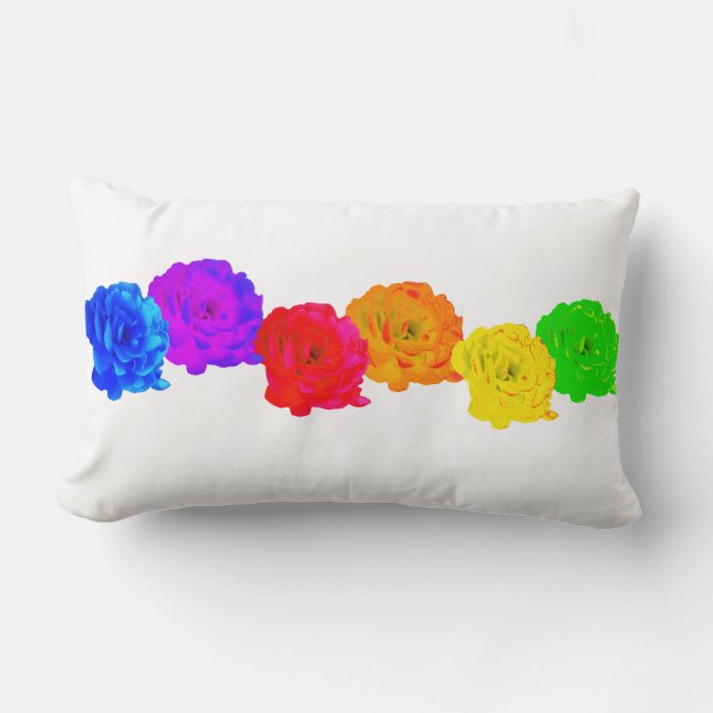 Coussin Rectangle Roses Arc-en-Ciel  (Recto)