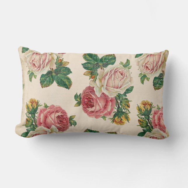 Coussin Rectangle Roses floraux de rose de motif de rose minable (Recto)