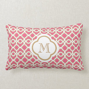 Coussin Rectangle Roses indien décorées d'un monogramme et Marocai