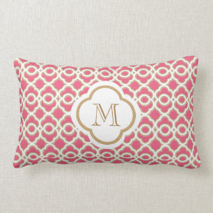 Coussin Rectangle Roses indien décorées d'un monogramme et Marocain