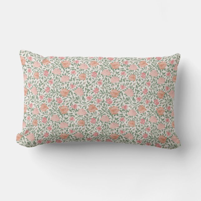 Coussin Rectangle Roses Roses Parfaites Roses et Pêches (Recto)