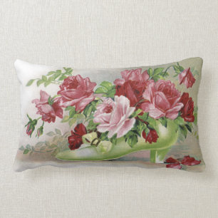 Coussin Rectangle Roses roses vintages et chaussure